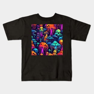 Neon mushrooms Kids T-Shirt